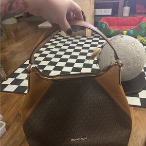 Michael Kors Black and Tan Shoulder Bag